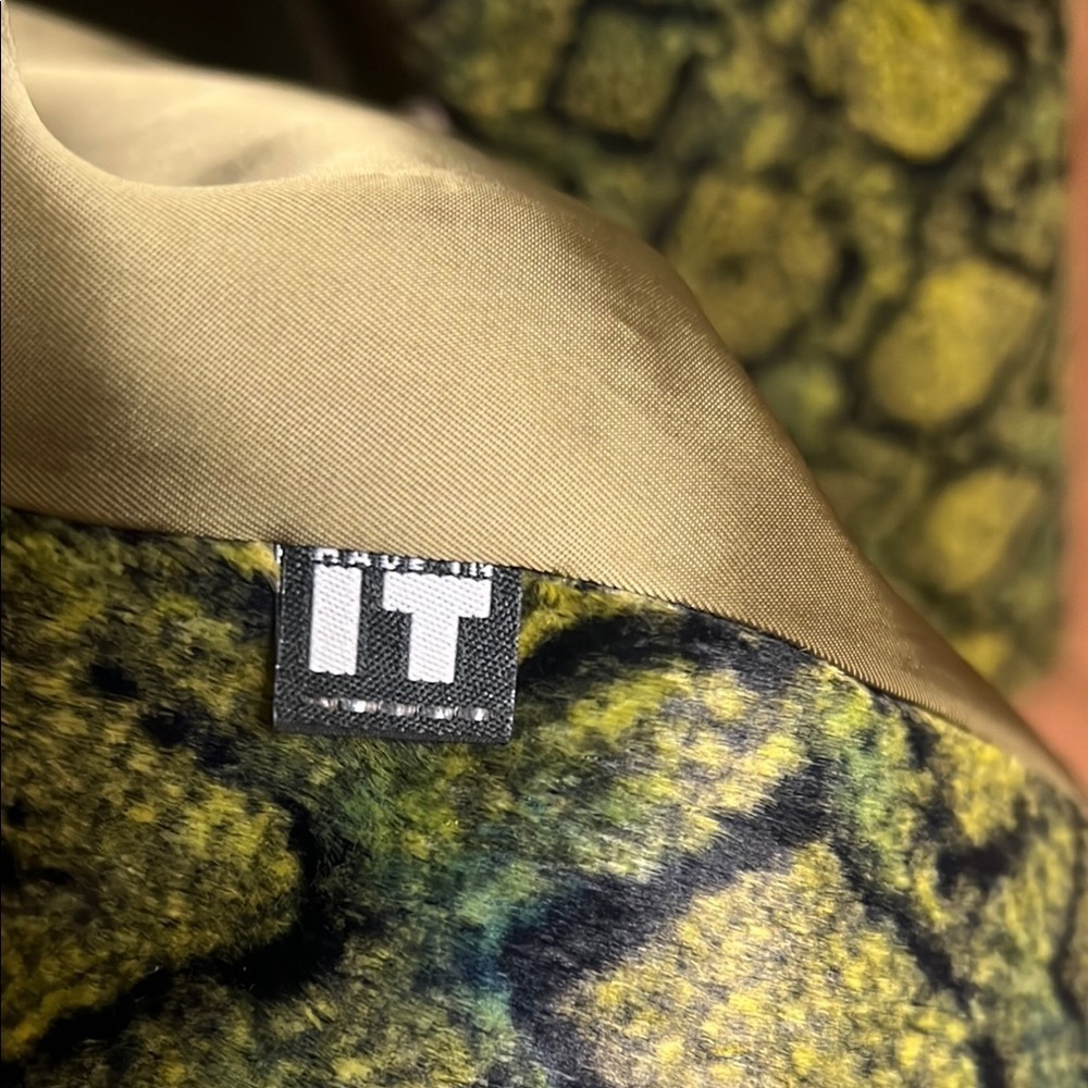 Versace vintage Y2K Vibrant green/ yellow Python faux fur Coat size M - Picture 11 of 14